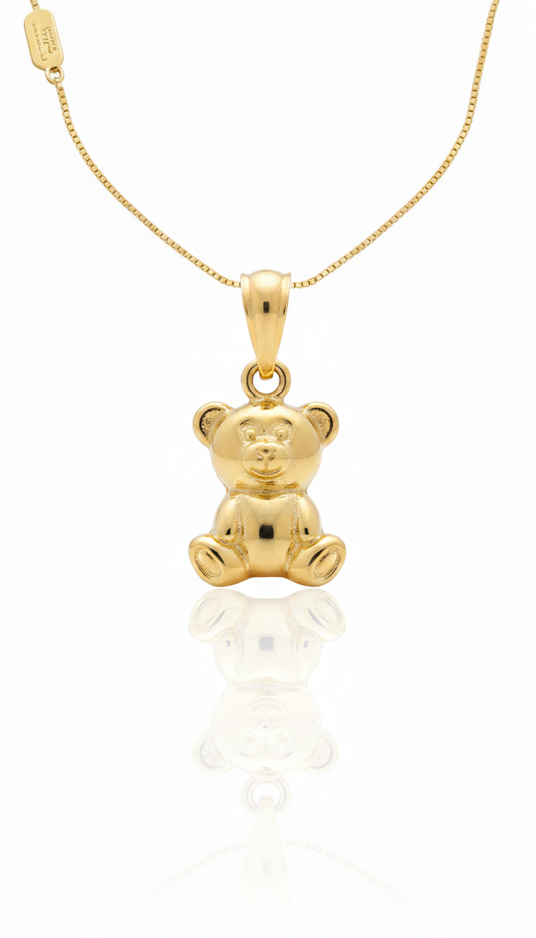 18K Solid Gold Teddy Bear Pendant ( No Chain)